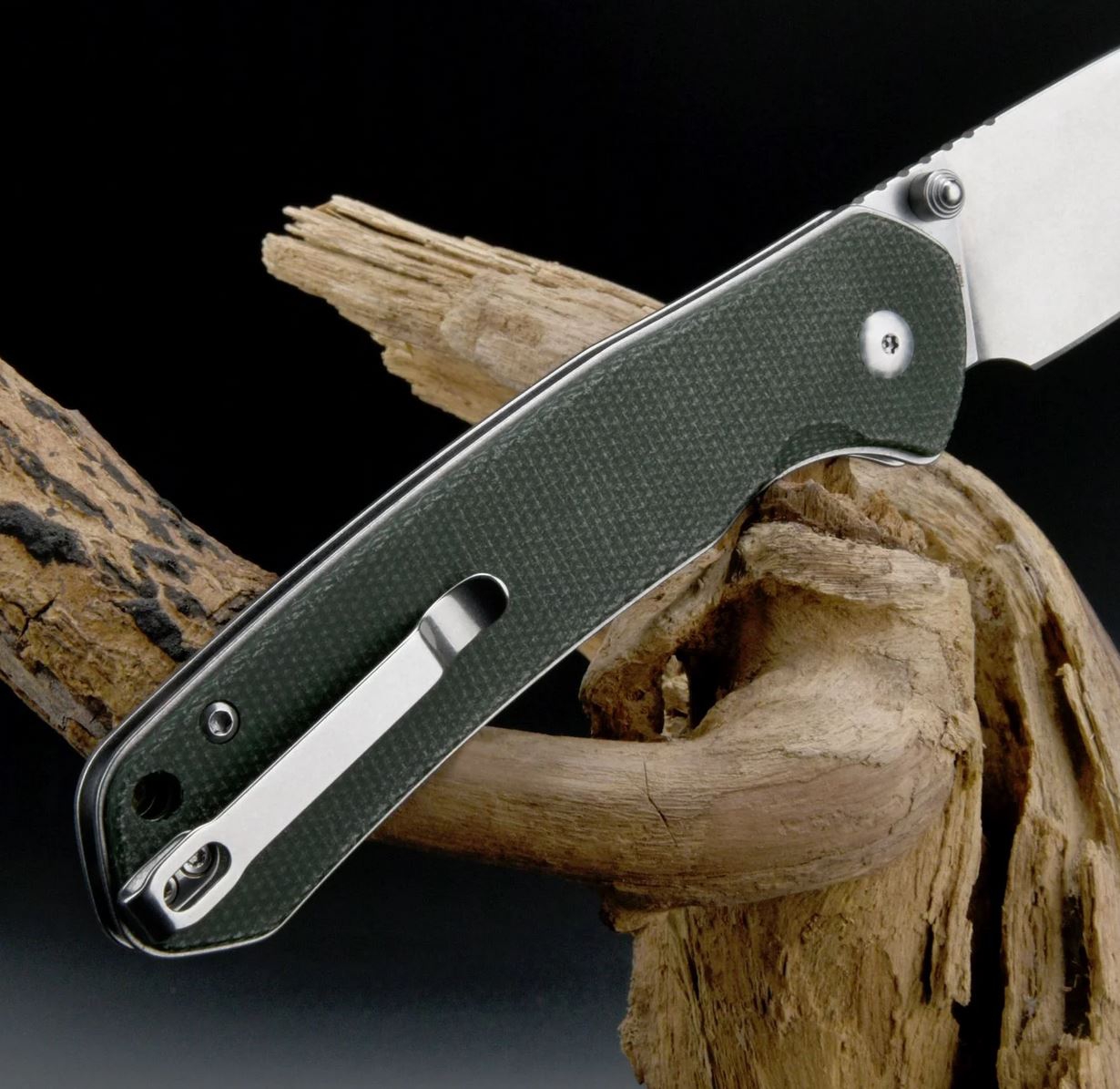 CJRBJ1925L-ODG Large Pyrite AR-RPM9 Green Micarta