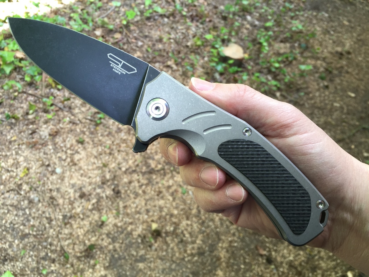 Stedemon Bastion Black Plain Edge, S35VN Smokewash