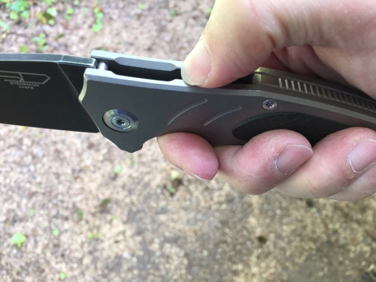 Stedemon Bastion Black Plain Edge, S35VN Smokewash
