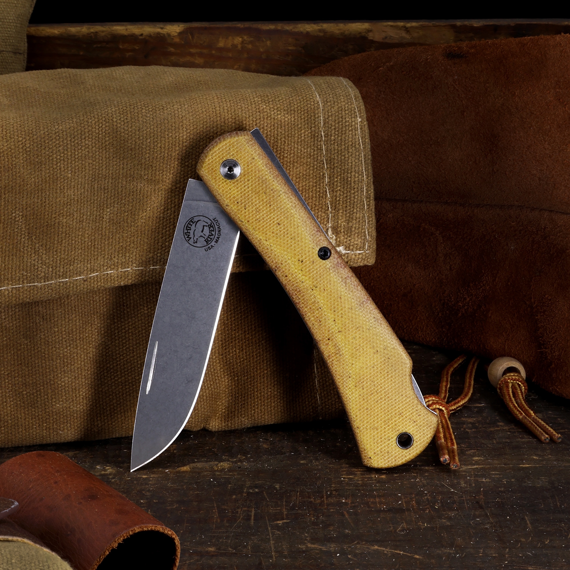 White River Mudbug, Natural Canvas Micarta