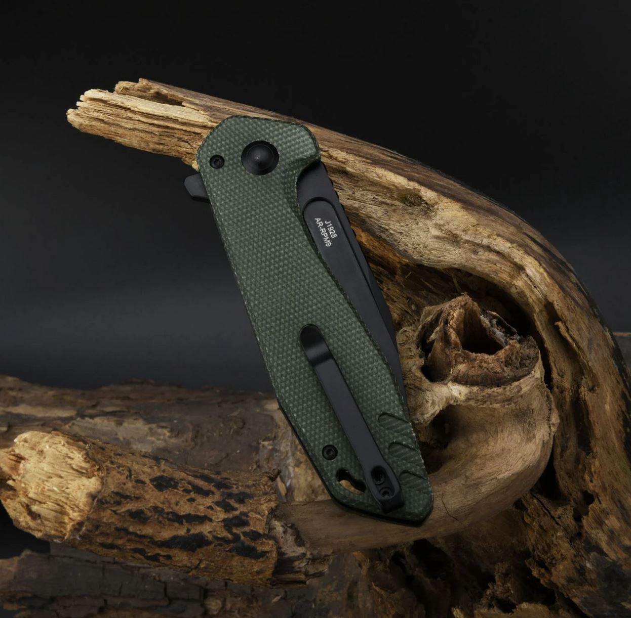 CJRBJ1928-BMGN Riff AR-RPM9, Black, Green Micarta