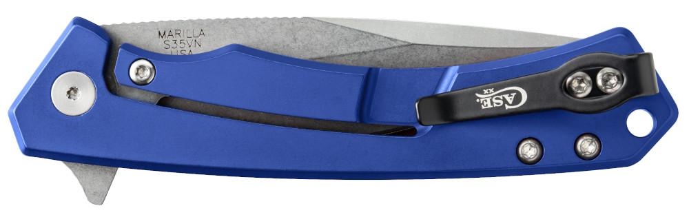 Case Marilla, Blue Aluminium, S35VN, Flipper