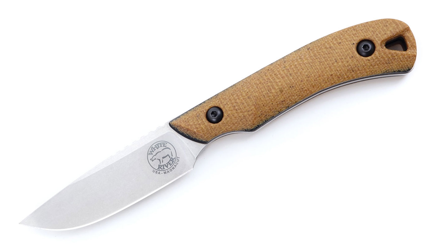 White River Axiom Natural Canvas Micarta, Magnacut