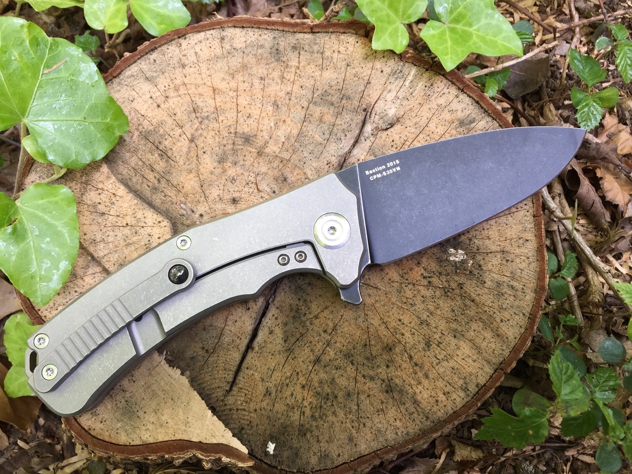 Stedemon Bastion Black Plain Edge, S35VN Smokewash