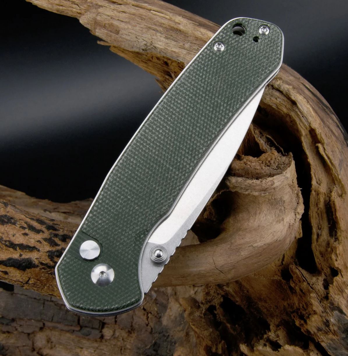 CJRBJ1925L-ODG Large Pyrite AR-RPM9 Green Micarta