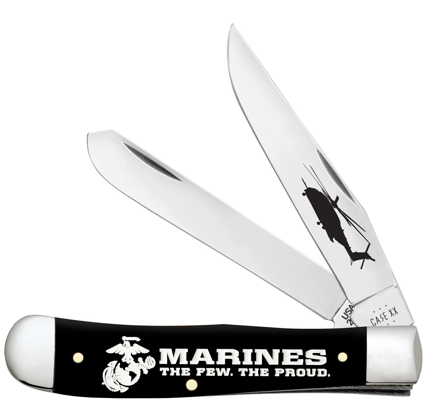 Case SS USMC Black Synthetic Smooth Trapper