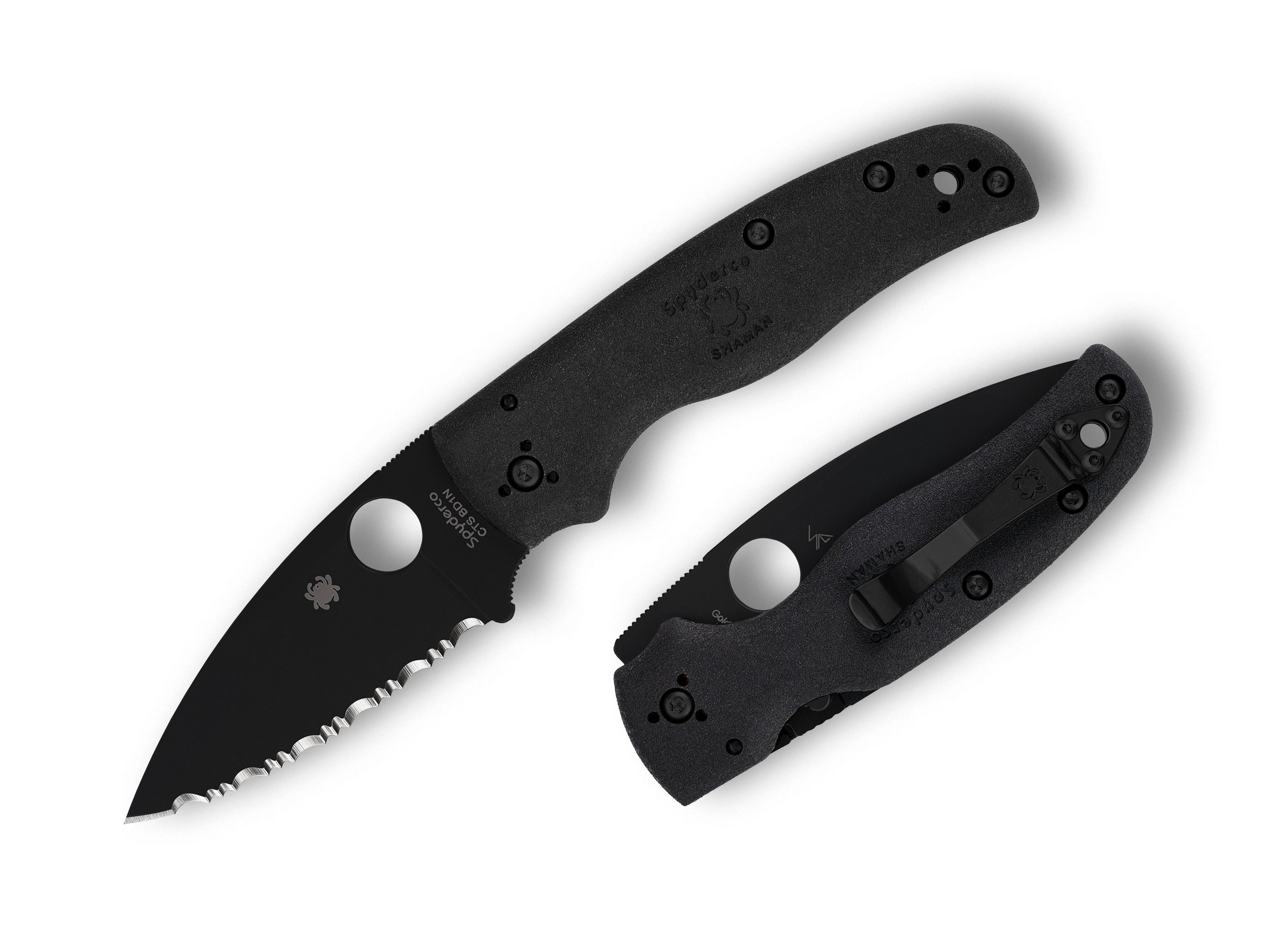 Spyderco C229SBBK Shaman, Black FRN, Black Blade