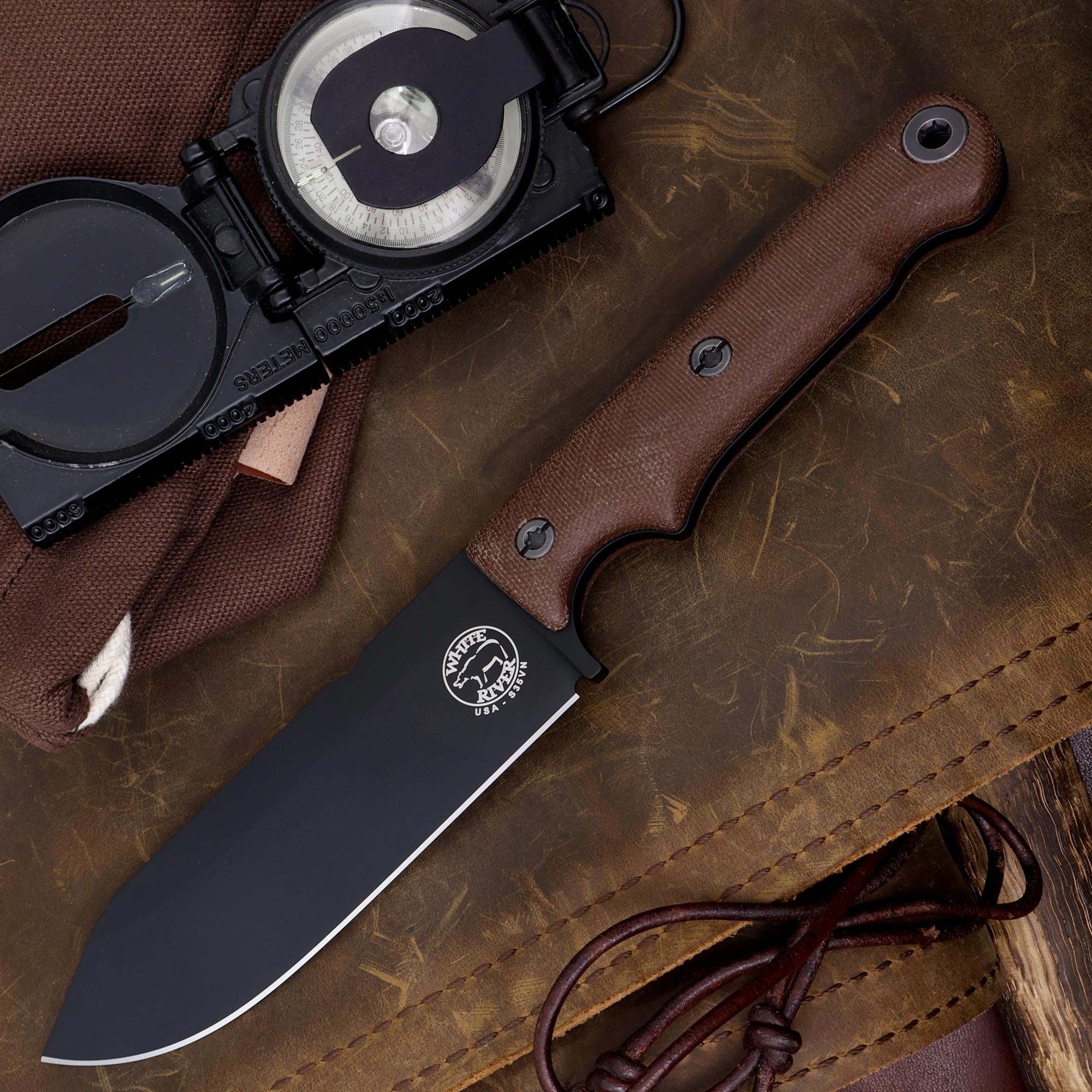 White River FC5 Saddle Brown Micarta, Black