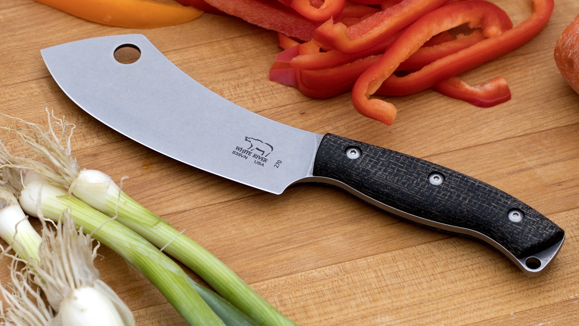 White River Camp Cleaver, Black Burlap Micarta