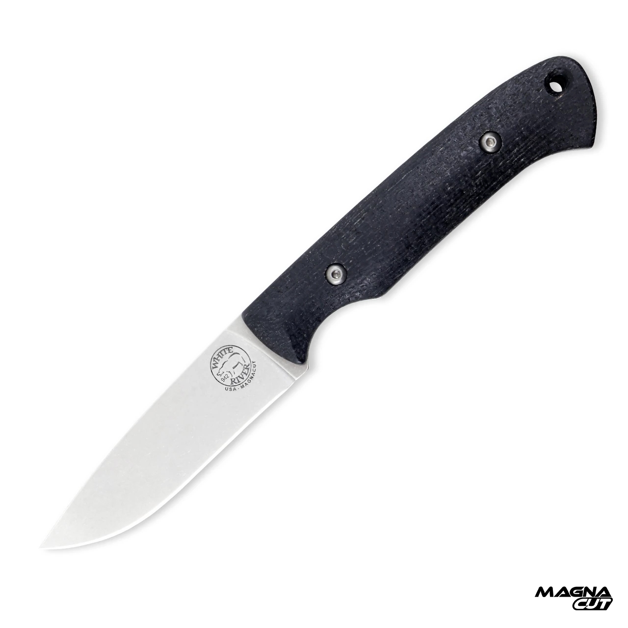 White River Hunter, Black Burlap Micarta, Magnacut