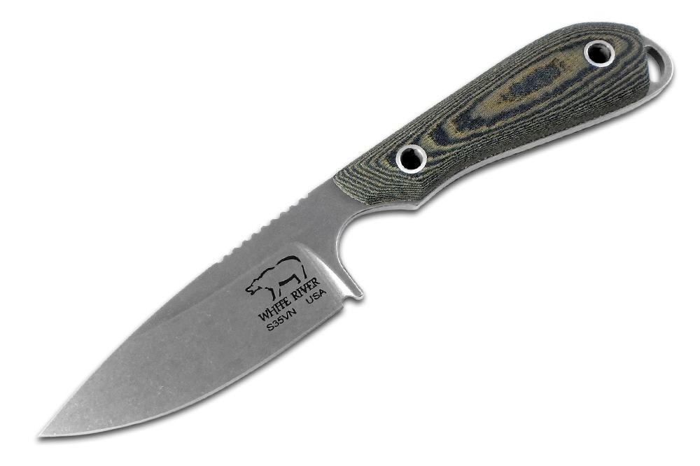 White River M1 Caper, Canvas Black/ Olive Micarta