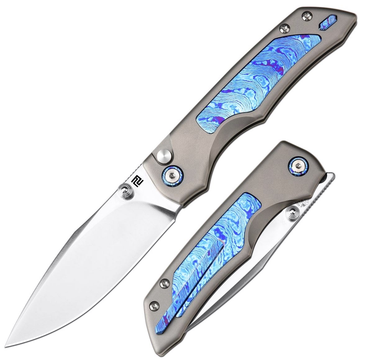 ARTC1870G-GYTD Mage S90V Titan/ Damascus Inlay