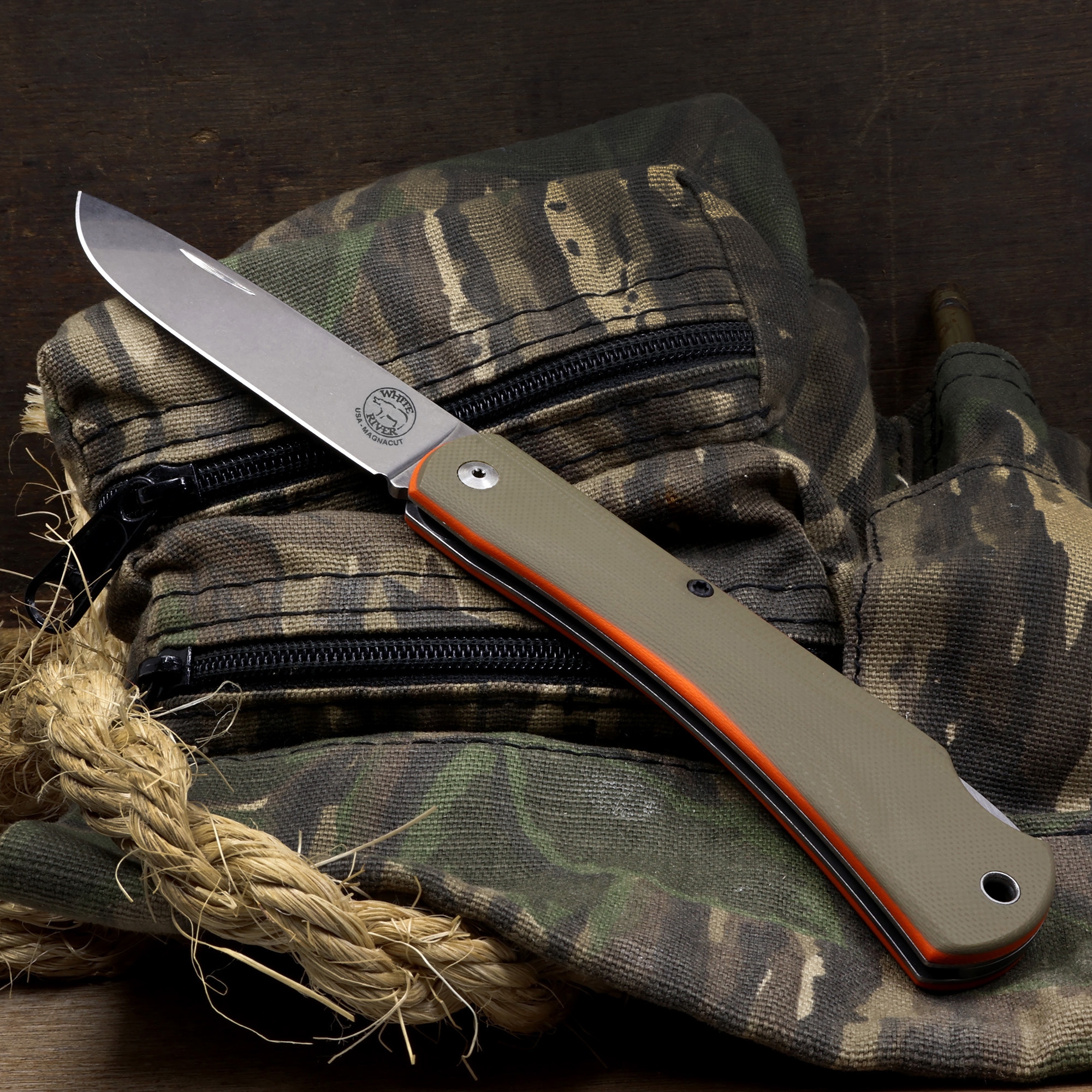 White River Mudbug, Green G10/ Orange Liner