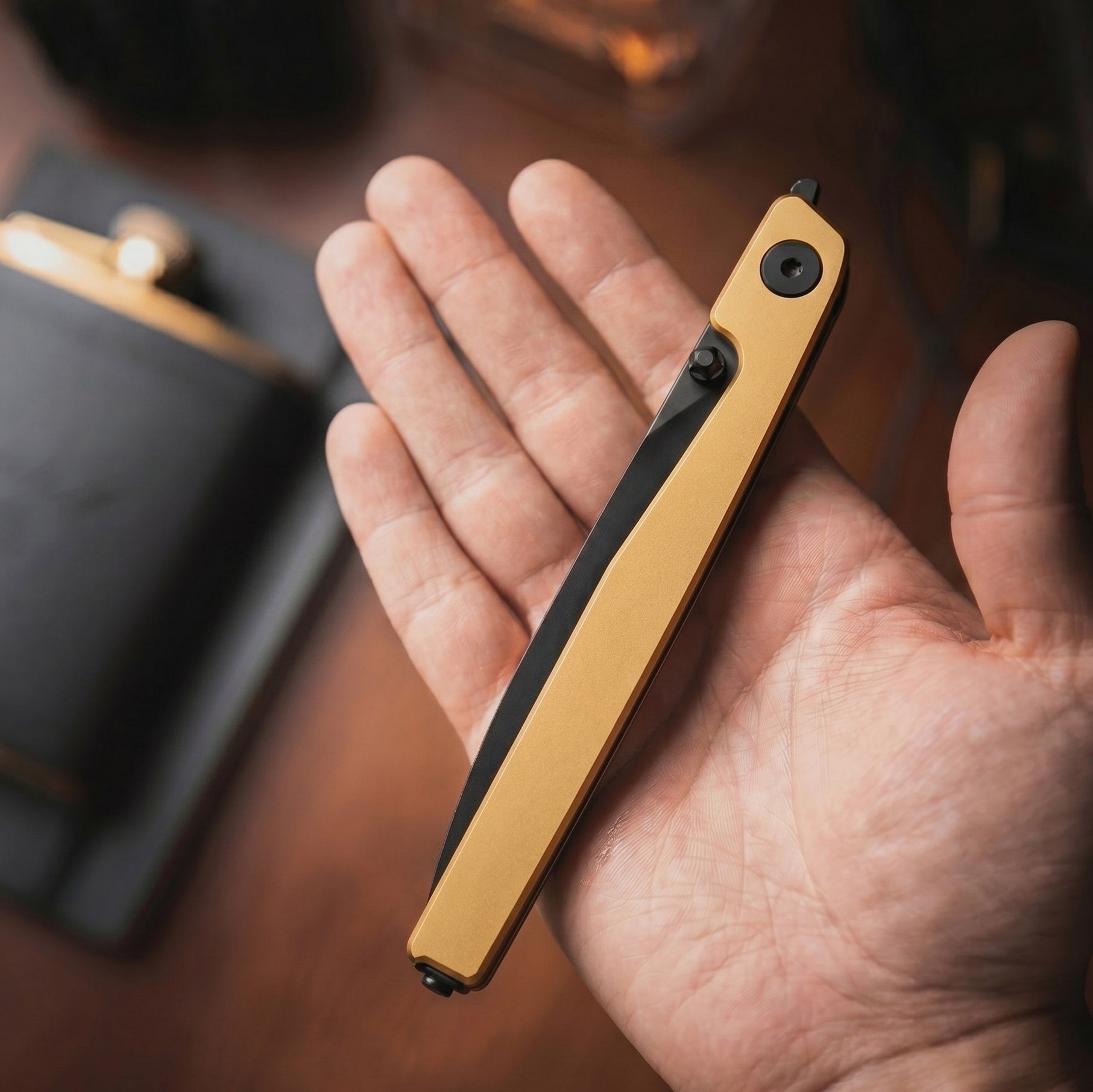 CJRBJ1965G-GL Lanky, S90V, Gold Titan, Black Blade