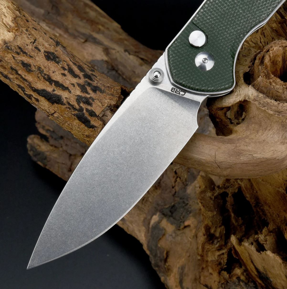 CJRBJ1925L-ODG Large Pyrite AR-RPM9 Green Micarta