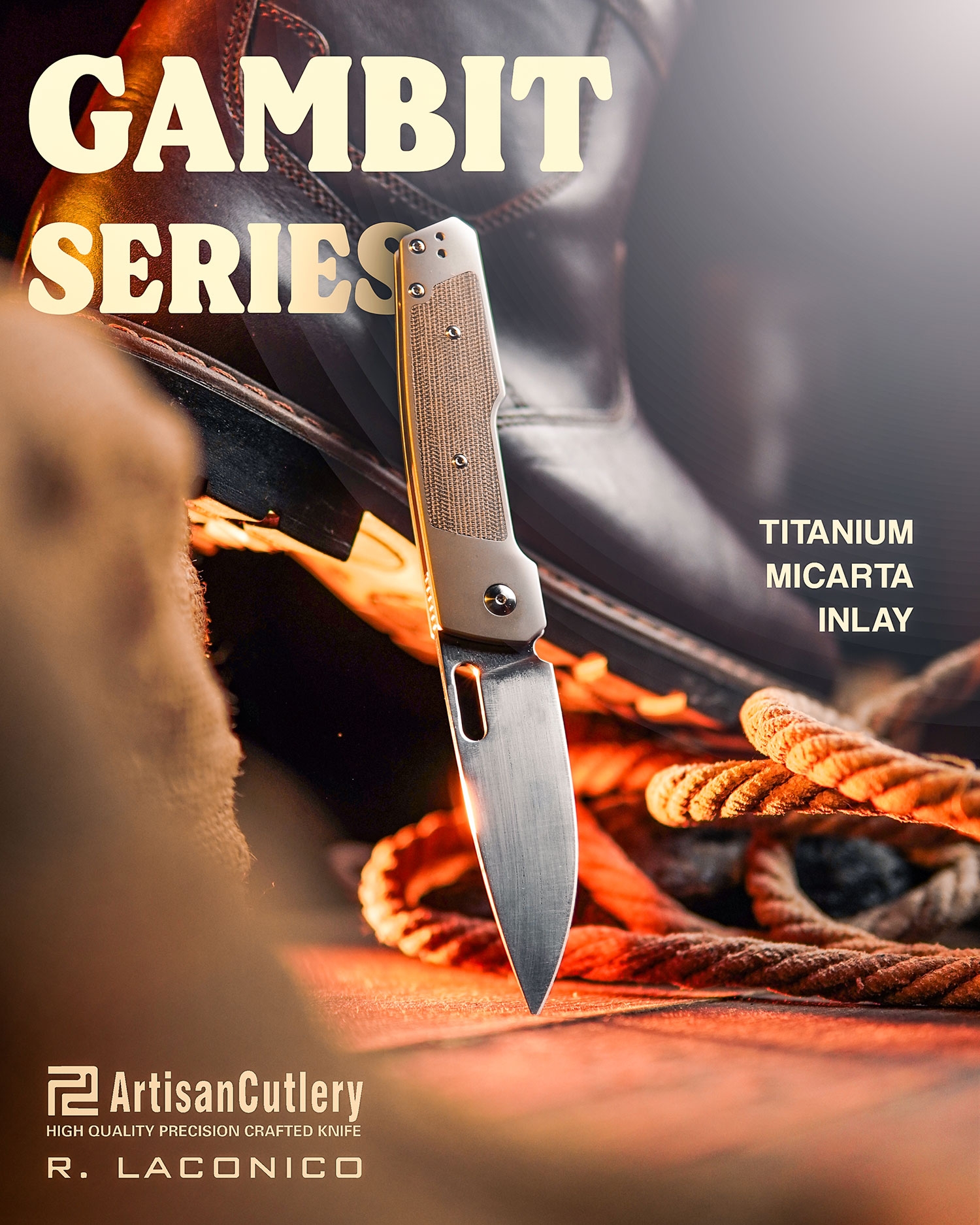 ARTC1874G-ODG Gambit, S90V, Titan/ Green Micarta