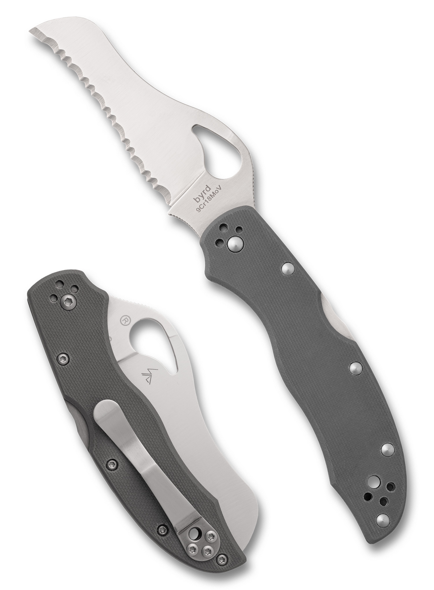 Spyderco BY24GSGY Gooney, Grey G10, Serrated