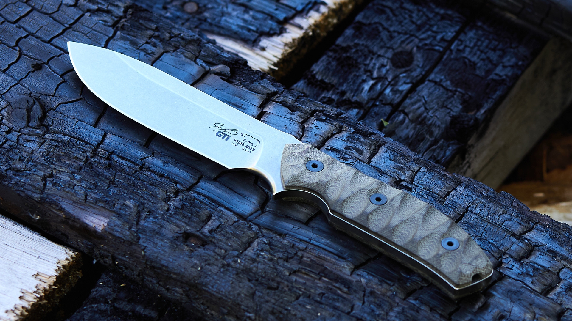 White River GTI 4.5 Black Olive Micarta, Stonewash