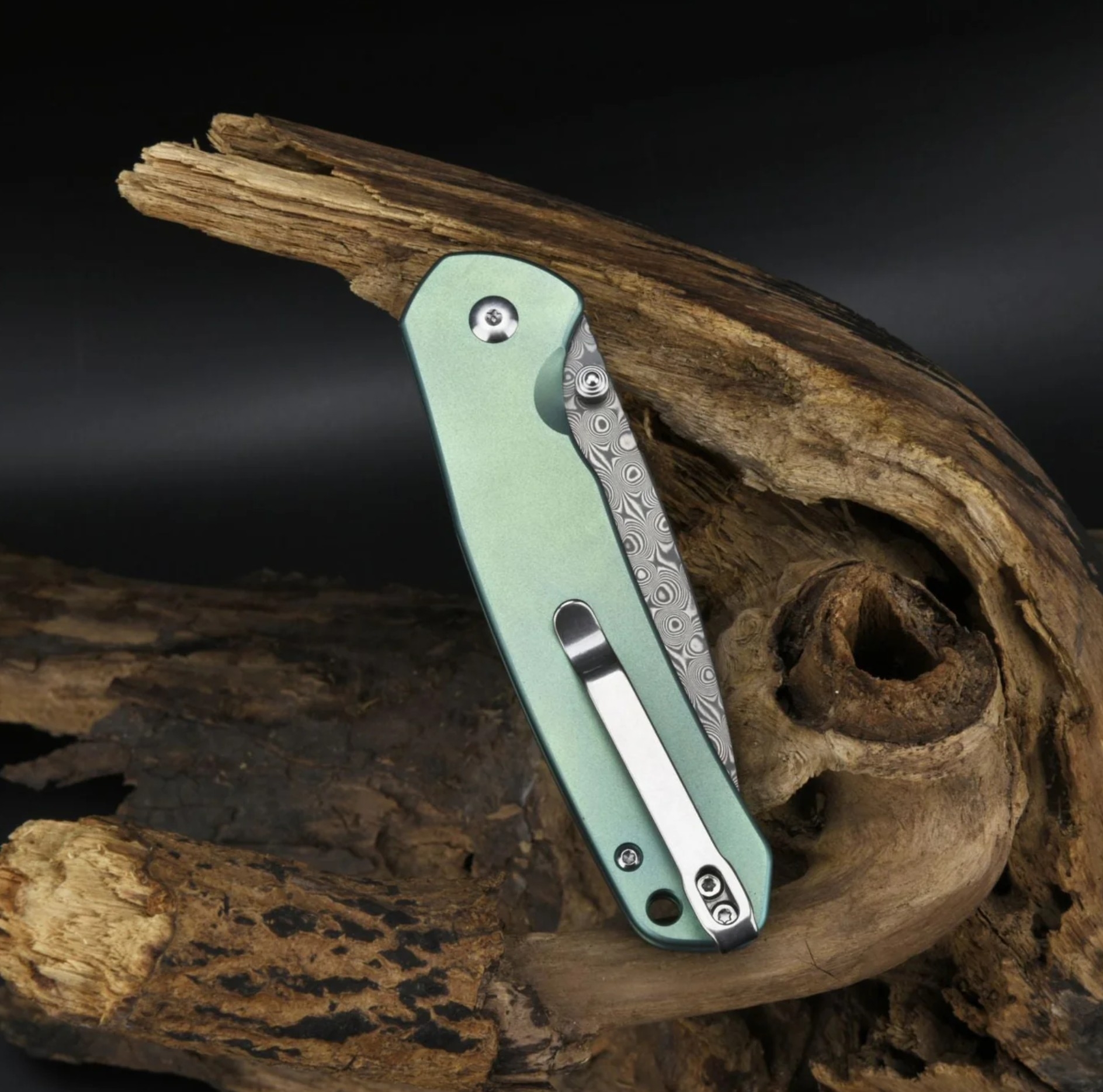 CJRBJ1925T-GN Pyrite Damast, Green Titan