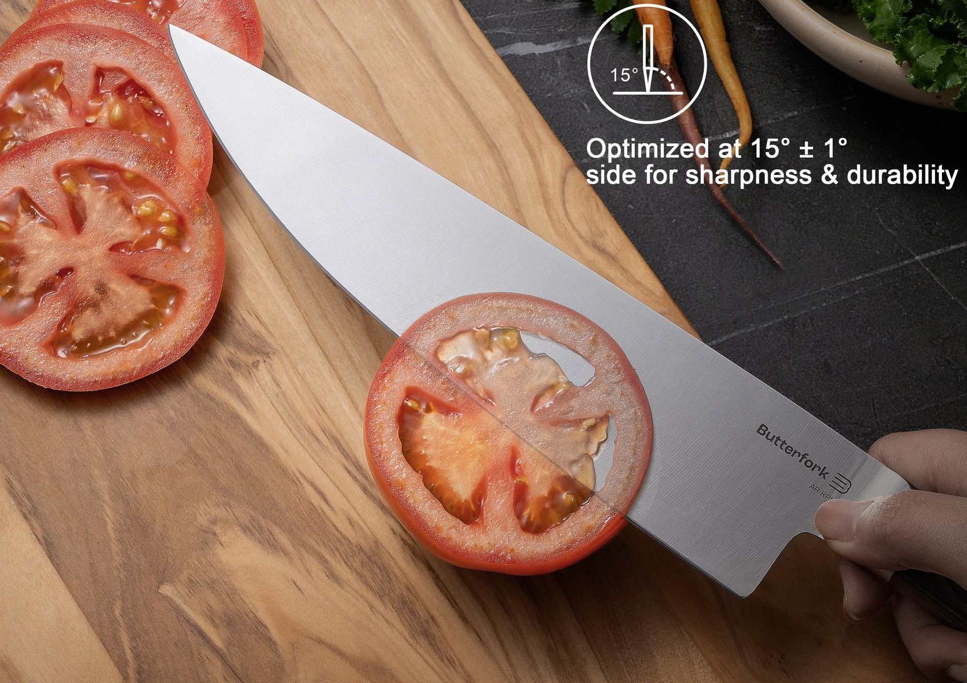 Butterfork BF02-CK-CW Chef's Black Brown Pakkawood