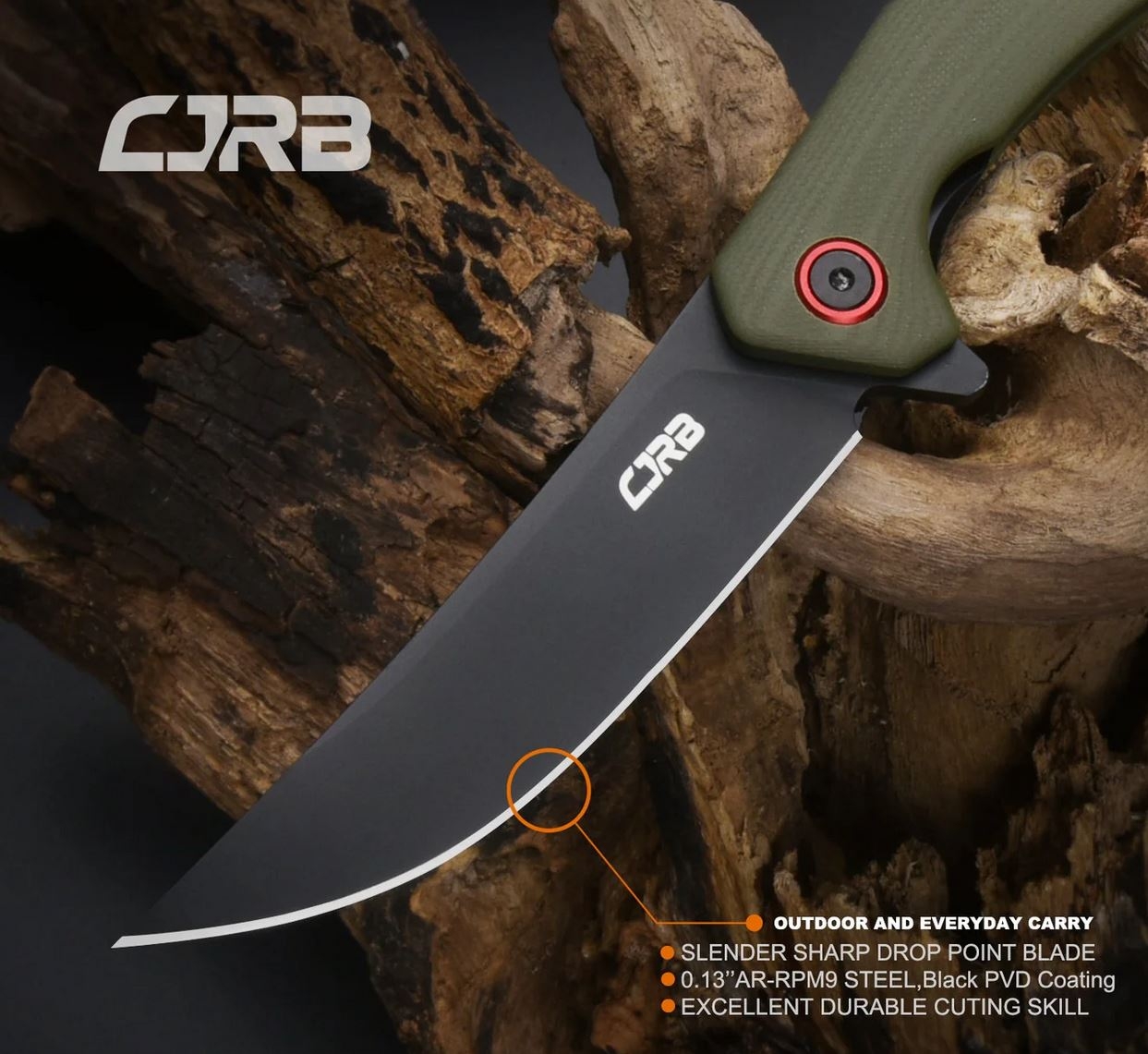 CJRBJ1906-BGN Gobi AR-RPM9, Green G-10, Black