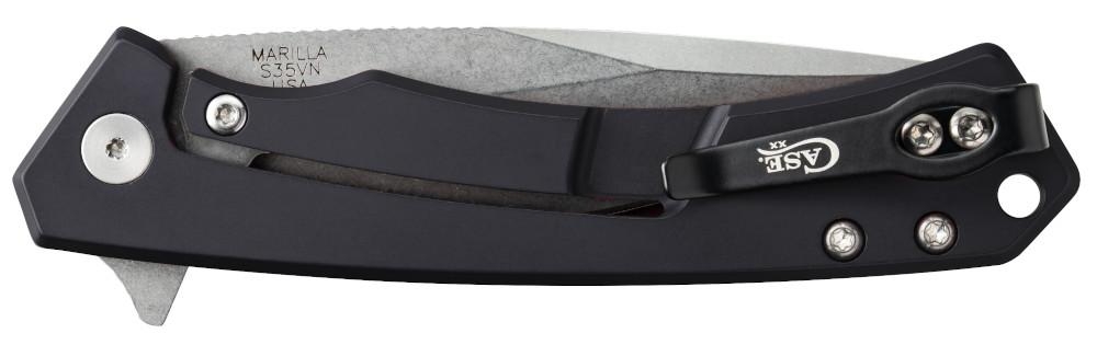 Case Marilla, Black Aluminium, S35VN, Flipper