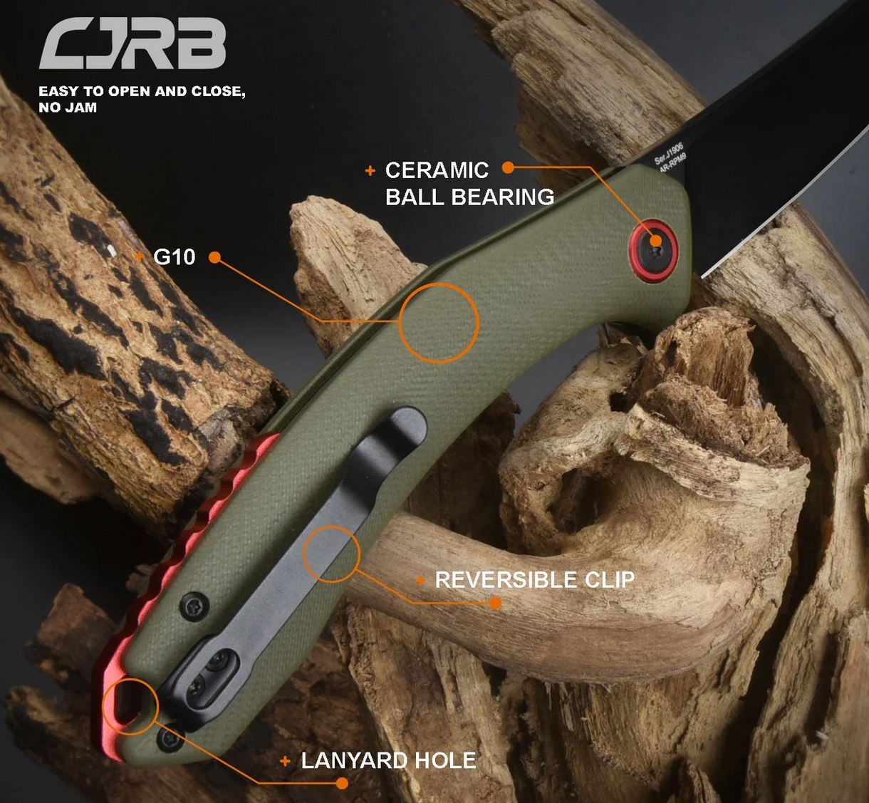 CJRBJ1906-BGN Gobi AR-RPM9, Green G-10, Black