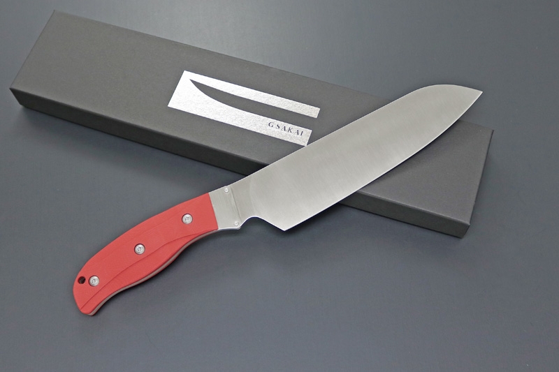 G.Sakai K-001S-RD Santoku, VG-10, Red G10