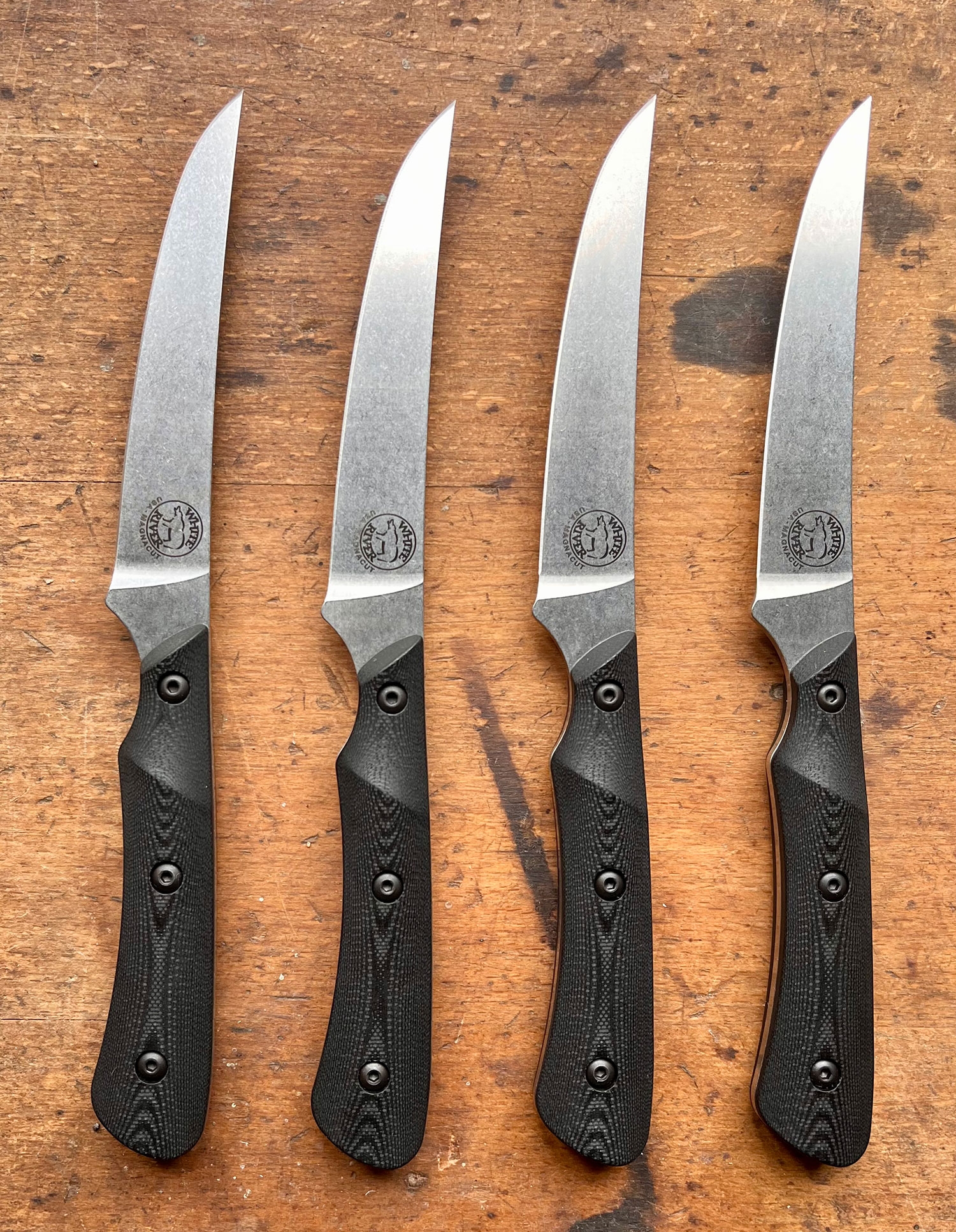 White River S & S 4er Steak Knife Set, Black G10