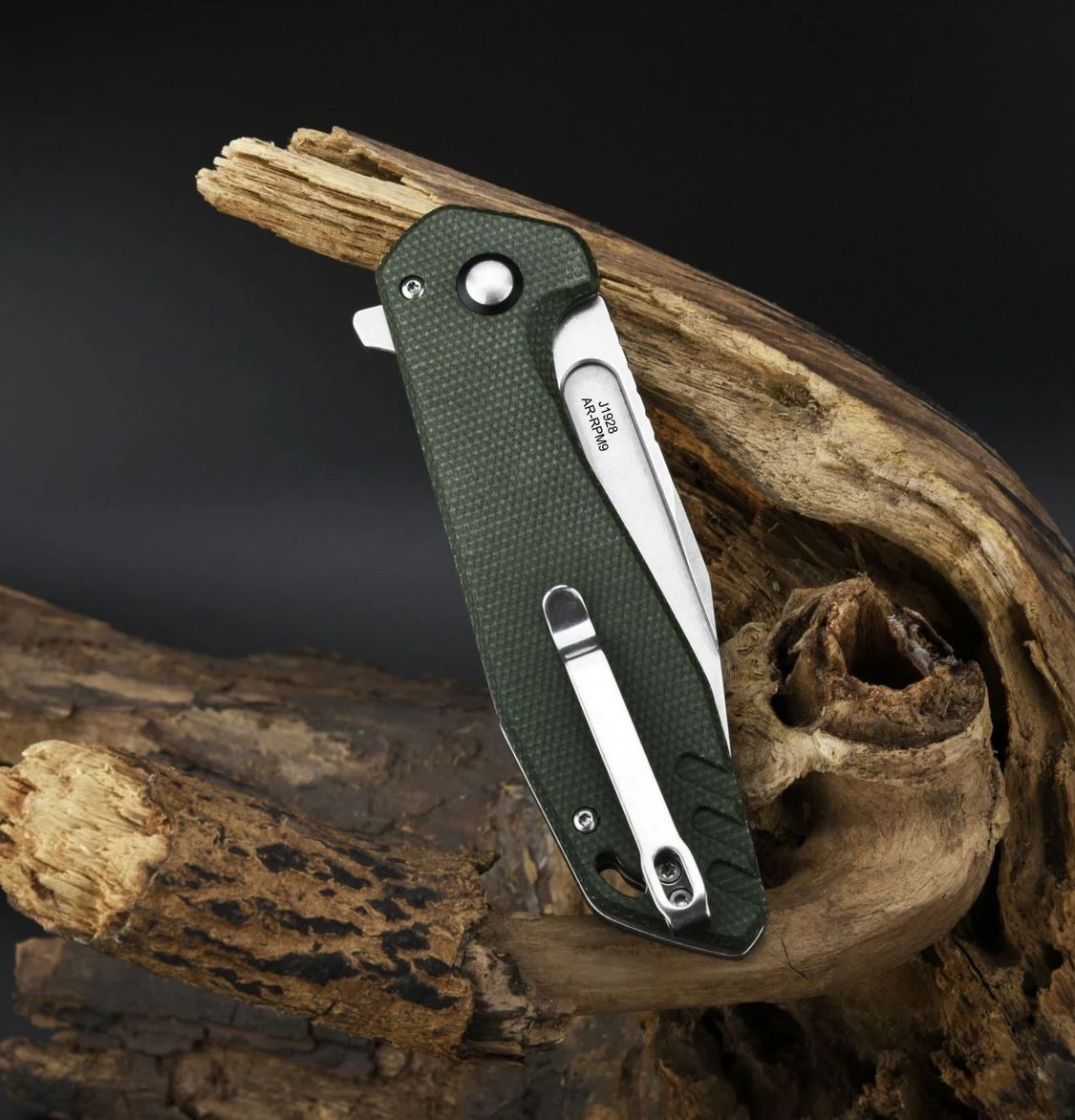 CJRBJ1928-MGN Riff AR-RPM9, Green Micarta