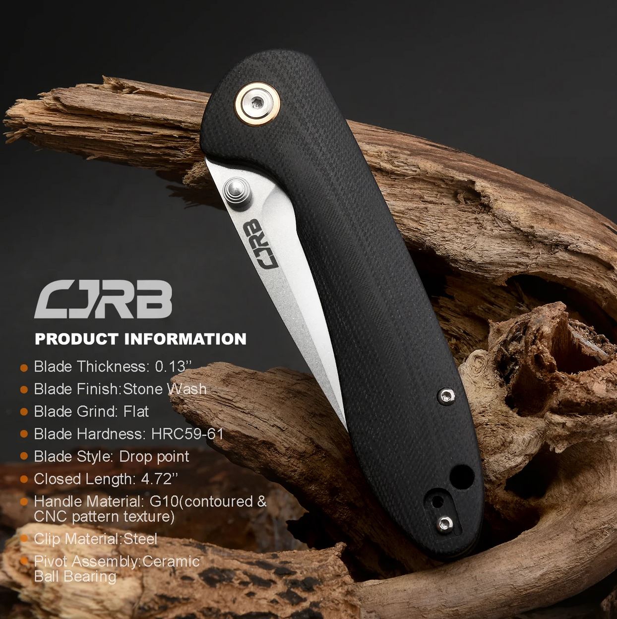 CJRBJ1912-BKC Feldspar AR-RPM9, Black G-10
