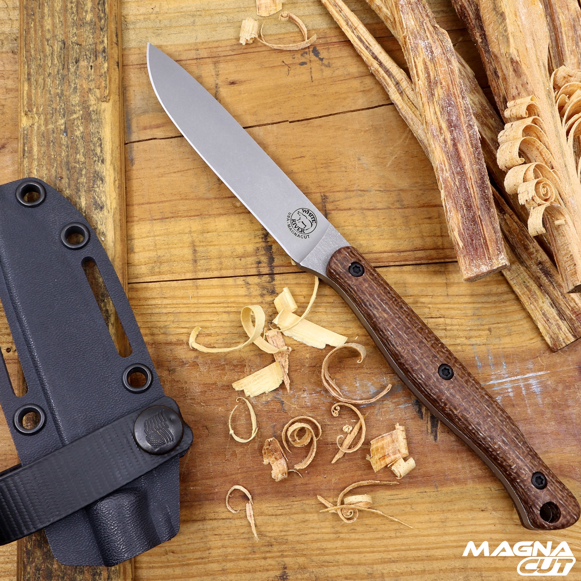 White River Exodus 4, Natural Micarta, Magnacut