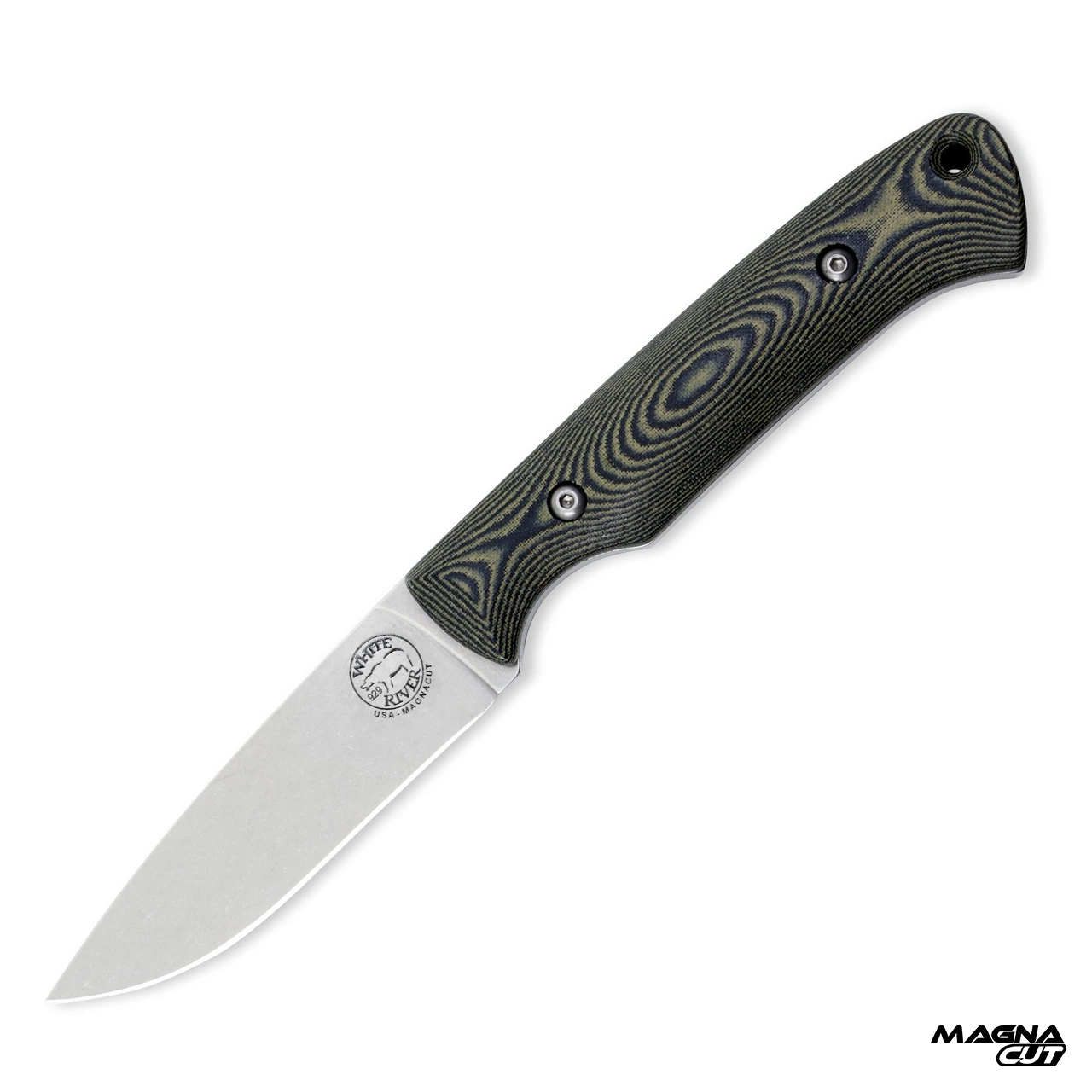 White River Hunter, Black/ Olive Micarta, Magnacut