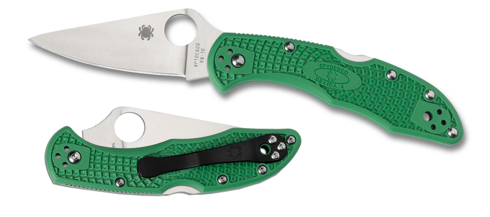 Spyderco C11FPGR Delica 4, Flat Ground, FRN Green