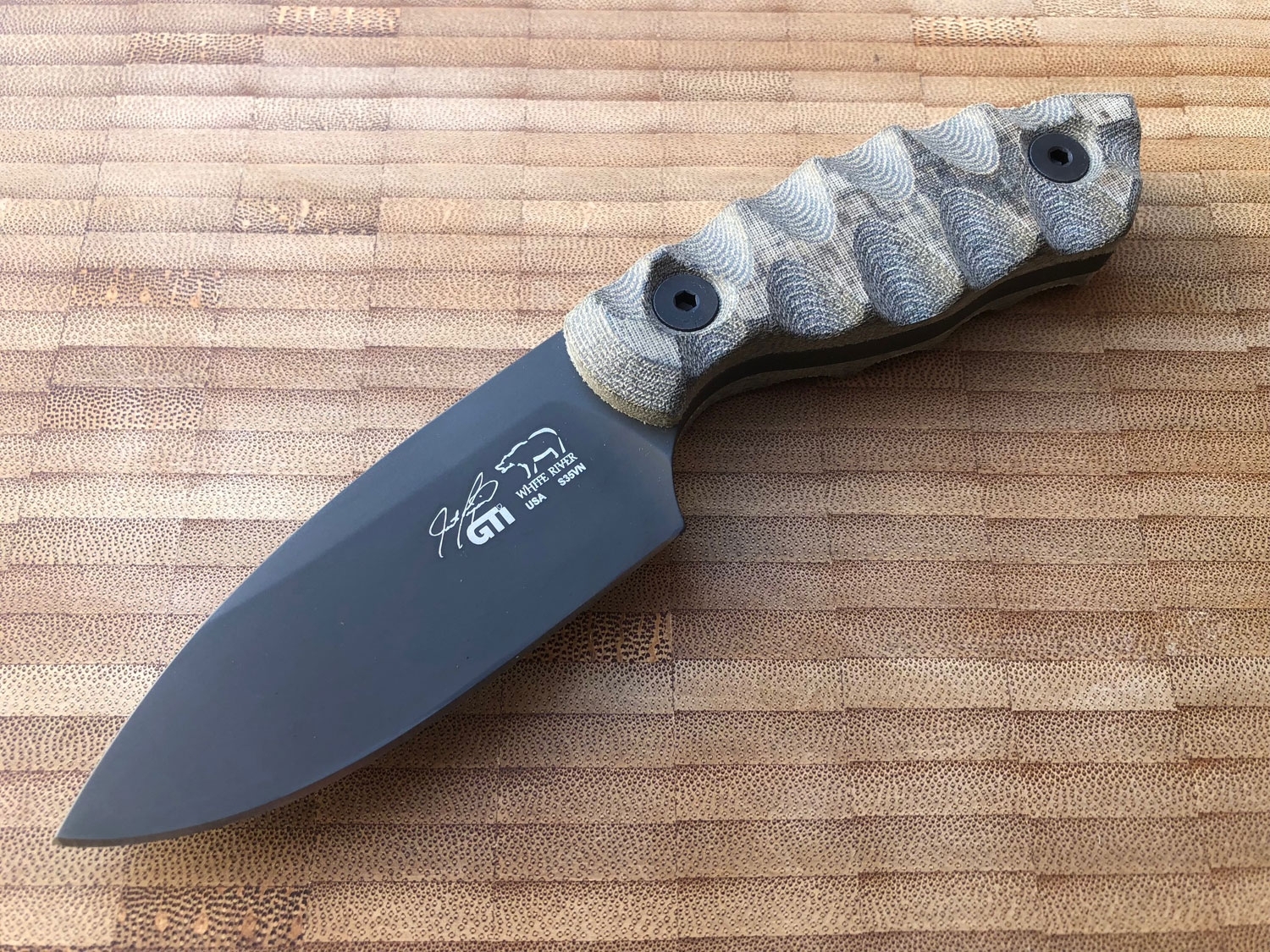 White River GTI 3, Black/ Olive Micarta, Black