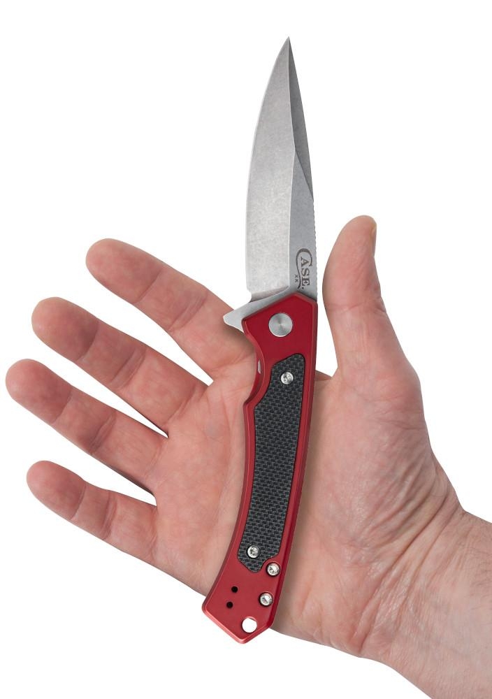 Case Marilla, Red Aluminium, S35VN, Flipper