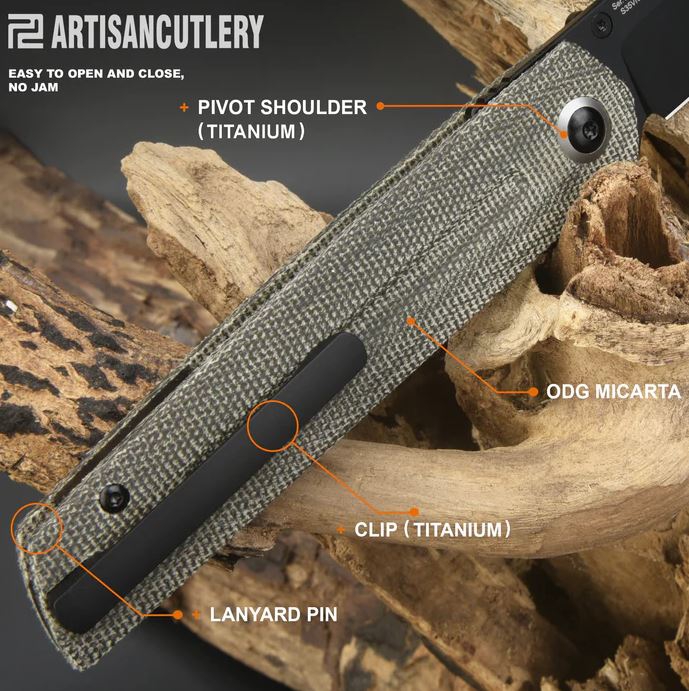 ARTC1849P-BODG Sirius S35VN, OD Green Micarta