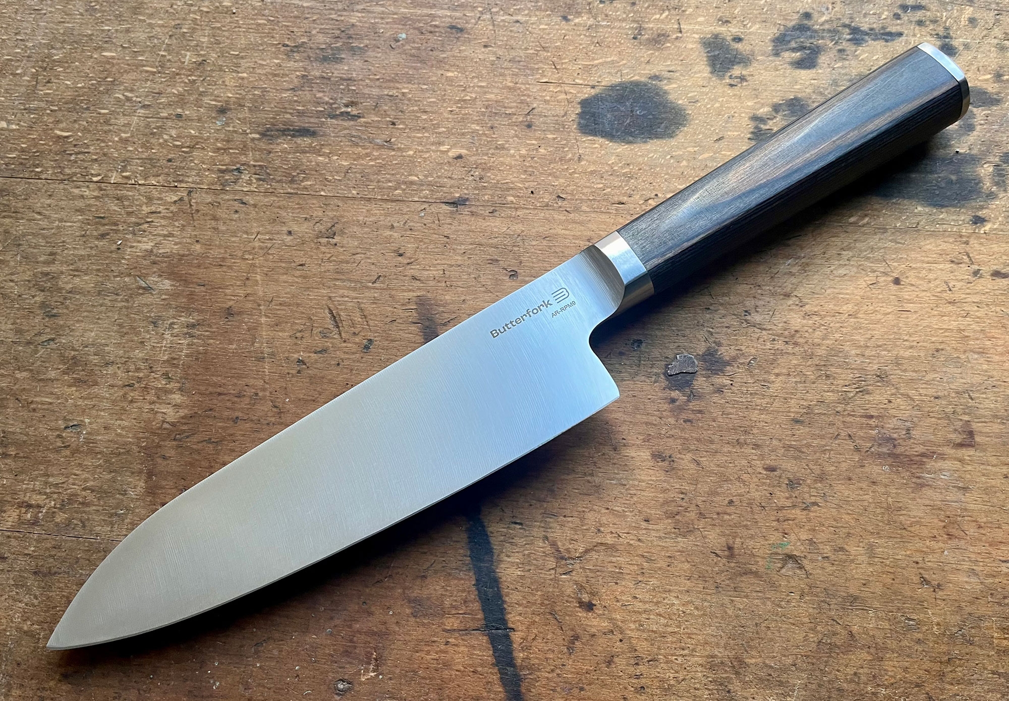 Butterfork BF02-SK-CW Santoku, Brown Pakkawood