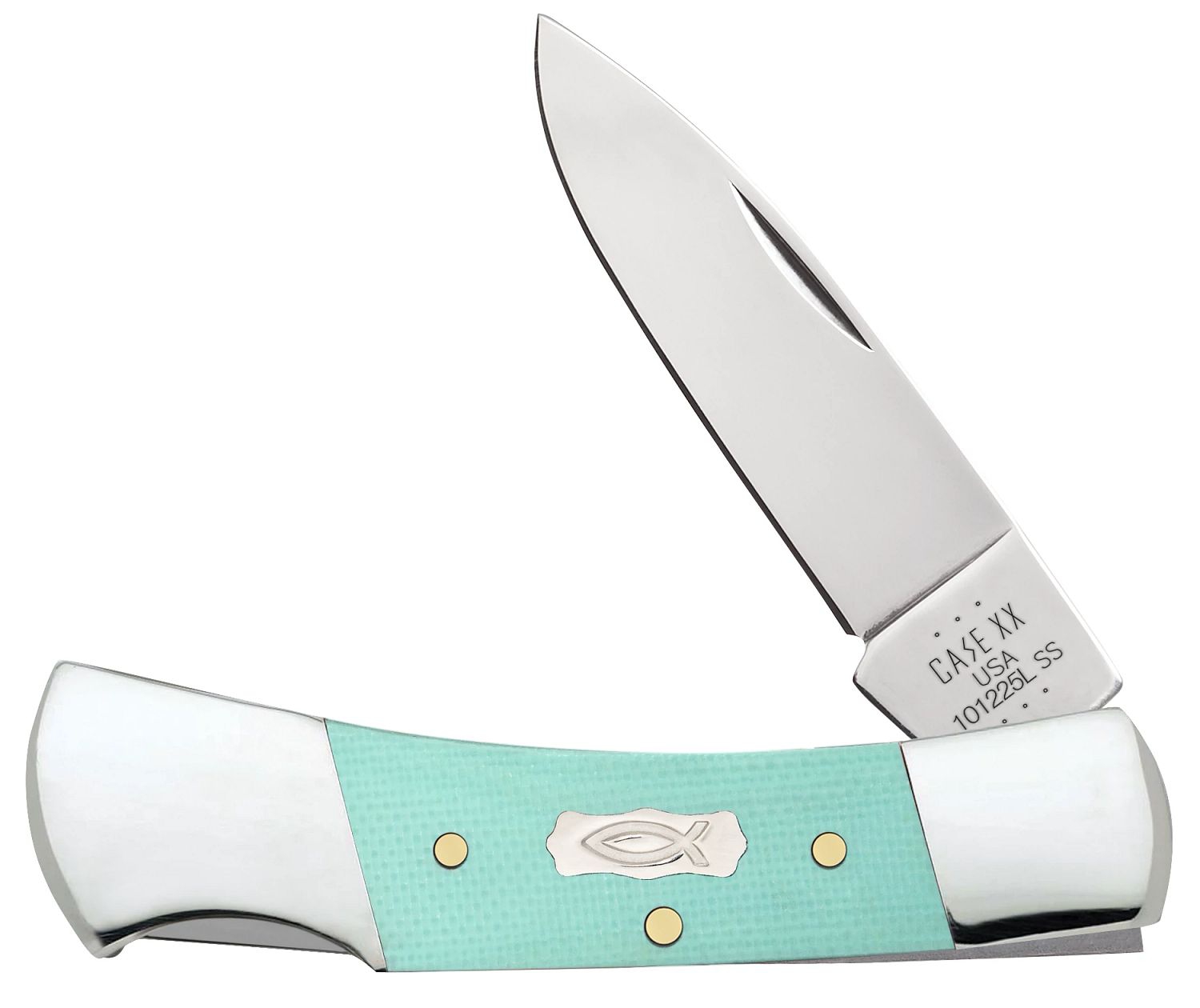 Case SS Seafoam Green G-10 - Smooth Lockback