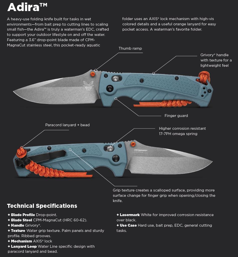 Benchmade 18060 Adira, MagnaCut, Blue Grivory