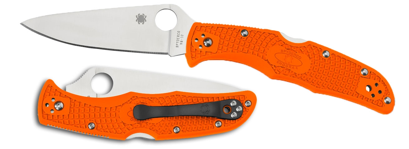 Spyderco C10FPOR Endura 4, Flat Ground, FRN Orange