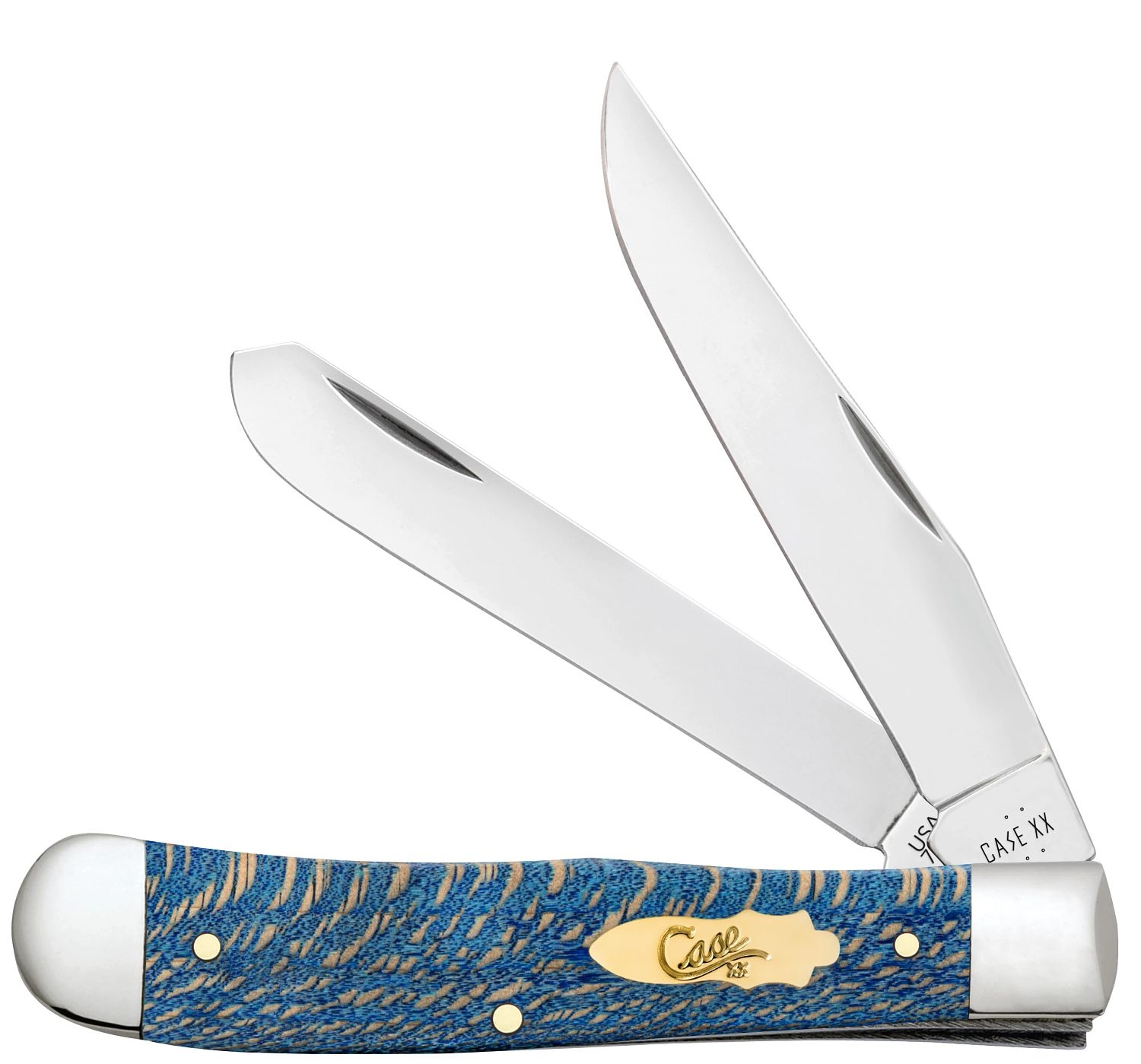 Case SS Blue Sycamore Wood Smooth Trapper