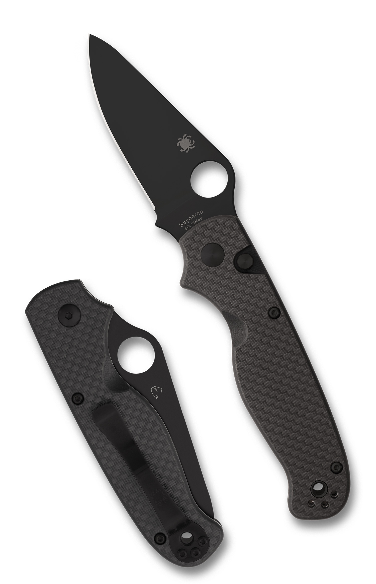 Spyderco C275CFPBK ButtonUp, Carbon, Black Blade