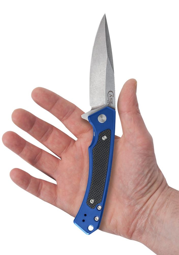 Case Marilla, Blue Aluminium, S35VN, Flipper