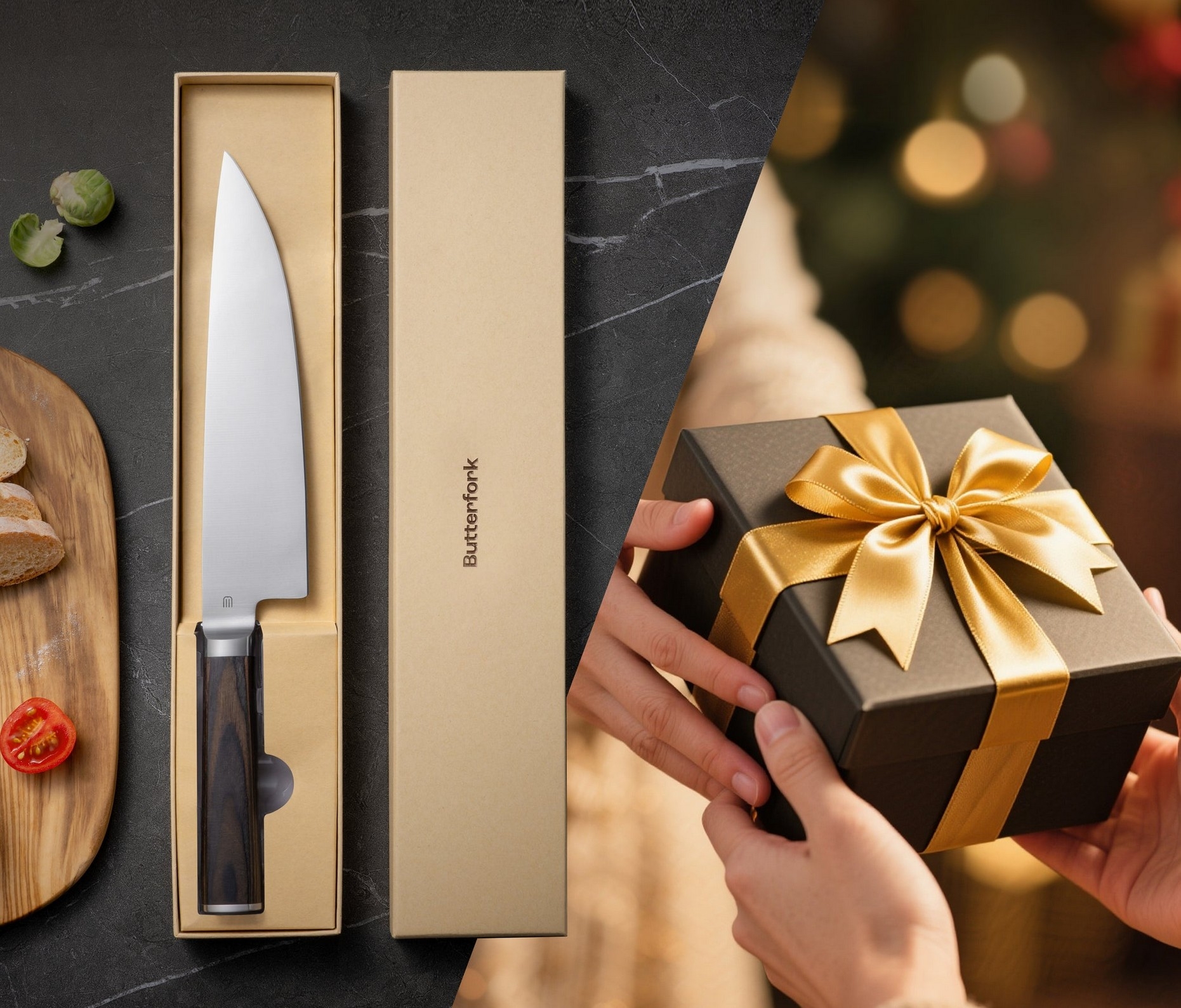 Butterfork BF02-CK-CW Chef's Black Brown Pakkawood