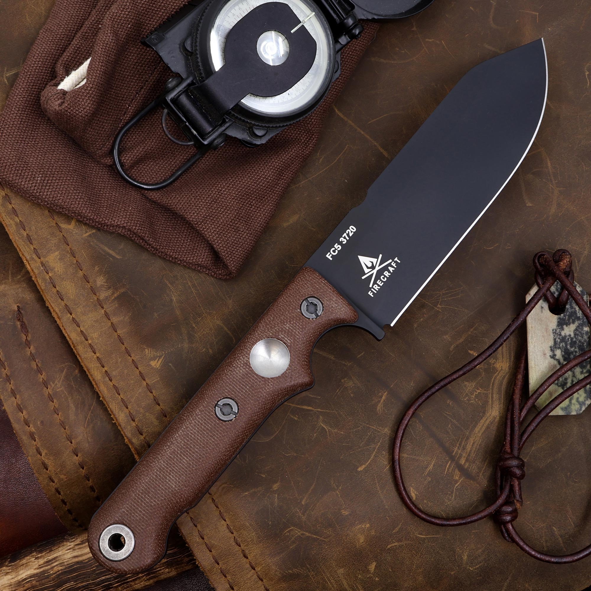 White River FC5 Saddle Brown Micarta, Black